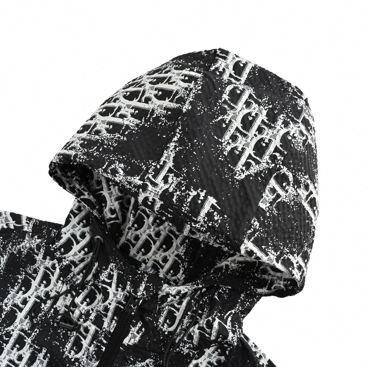 Painted Oblique Hooded Jacket | Black & White