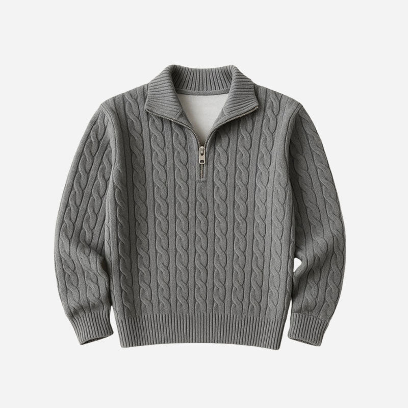 MEN'S KNITTED HIGH NECK HALF ZIPPER SWEATER