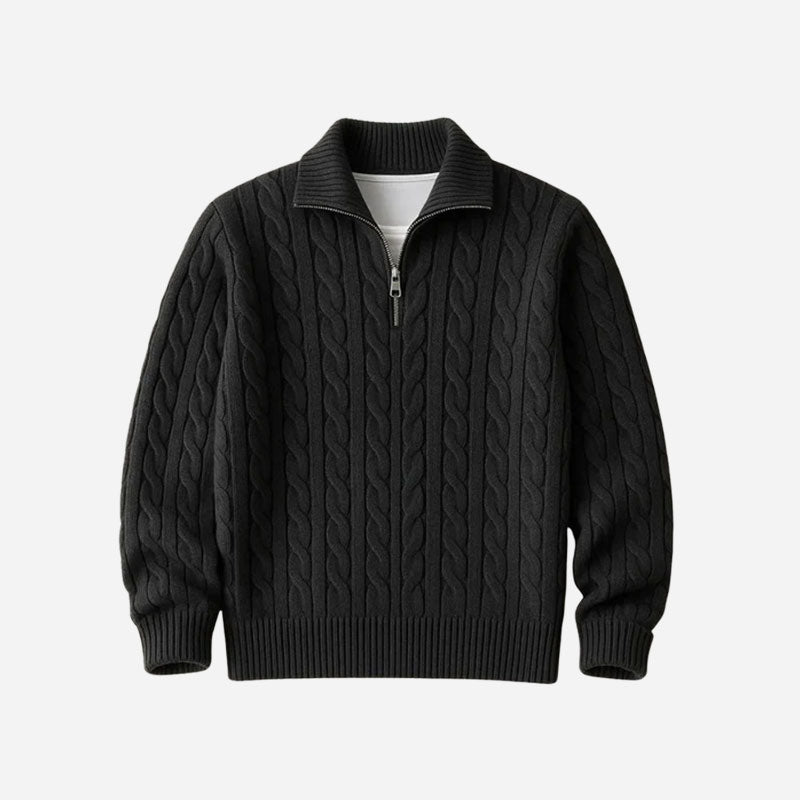 MEN'S KNITTED HIGH NECK HALF ZIPPER SWEATER