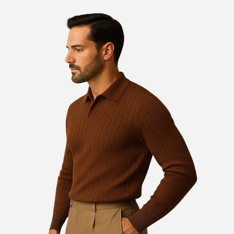 NATIONAL LONG SLEEVE RIBBED POLO SHIRT