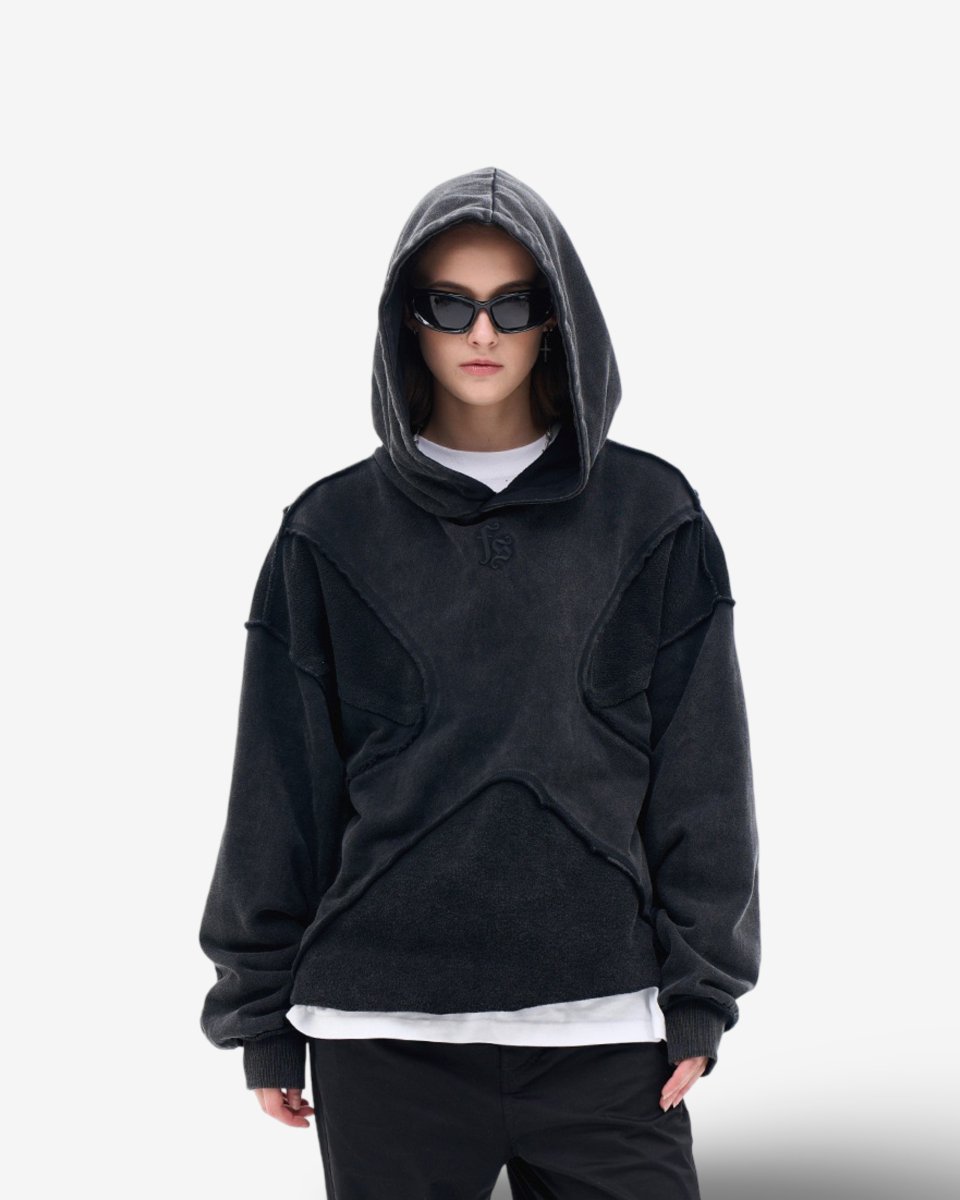 "BLOCKY" Distressed Hoodie