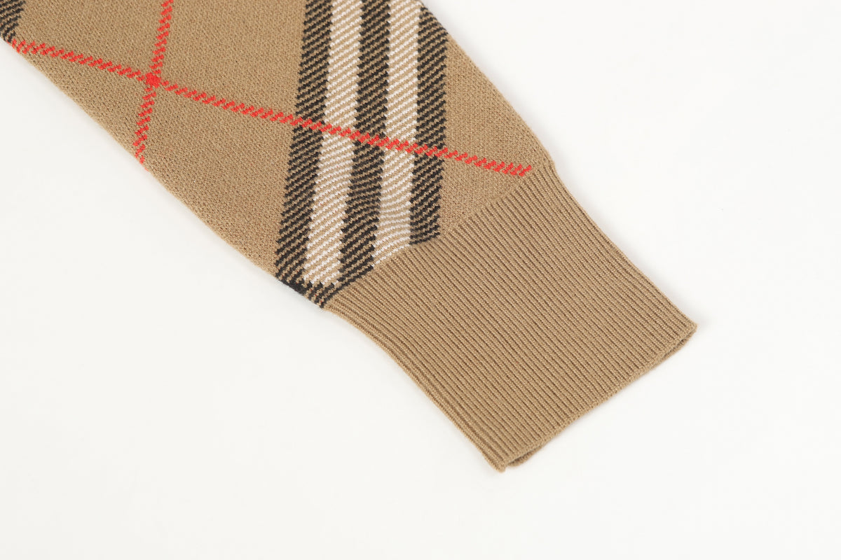 Giant Check Diamond Intarsia Wool Crewneck | Archive Beige
