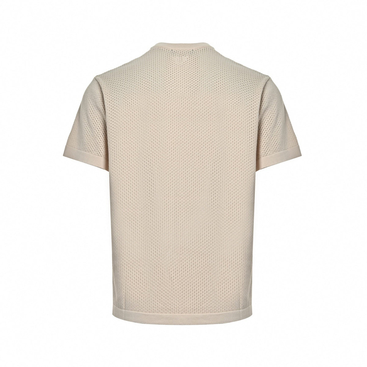 Pointelle Logo Knit T-Shirt - Beige