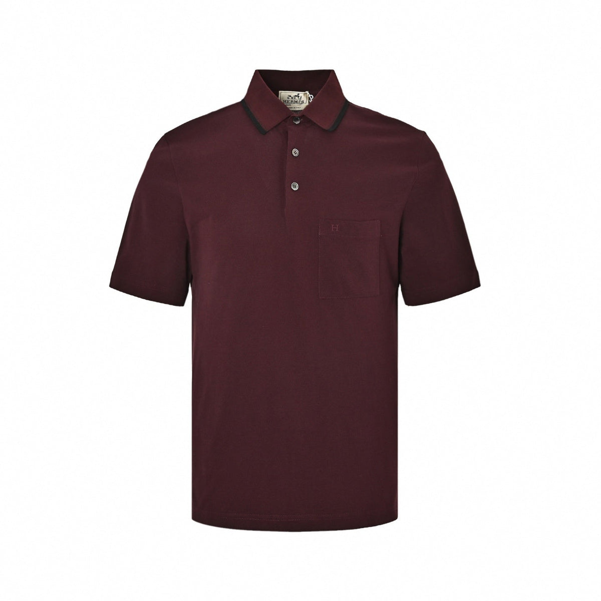 Tipped Collar Pocket Polo | Burgundy