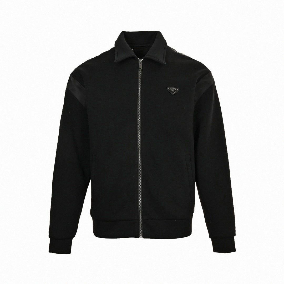 Panel Jersey Track Jacket | Black
