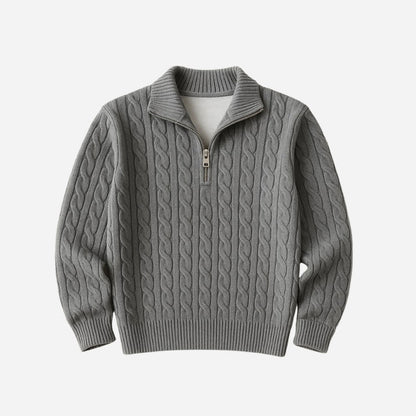 MEN'S KNITTED HIGH NECK HALF ZIPPER SWEATER