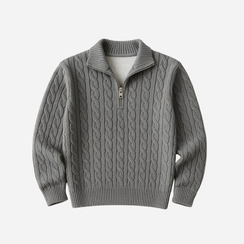MEN'S KNITTED HIGH NECK HALF ZIPPER SWEATER