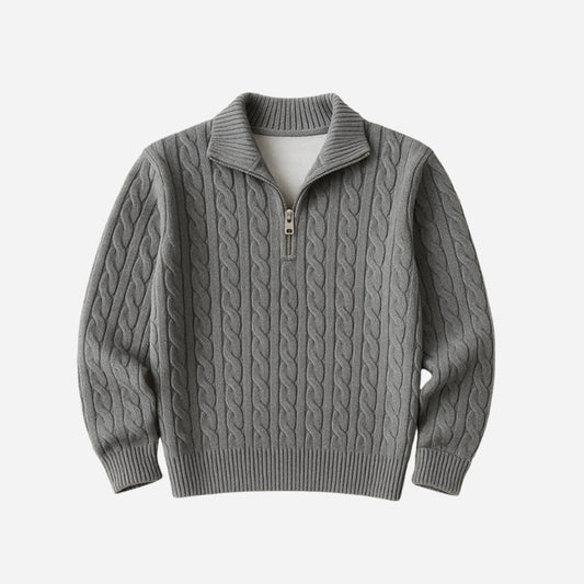 MEN'S KNITTED HIGH NECK HALF ZIPPER SWEATER