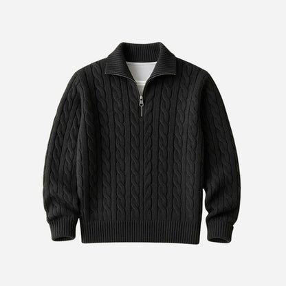 MEN'S KNITTED HIGH NECK HALF ZIPPER SWEATER