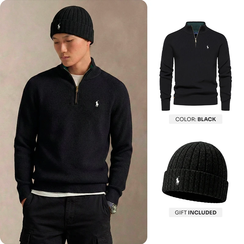 RL HALF-ZIP + BEANIE INCLUDED