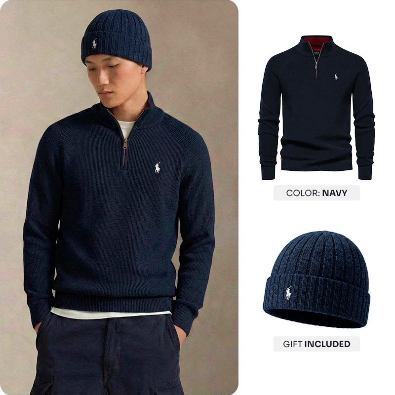 RL HALF-ZIP + BEANIE INCLUDED