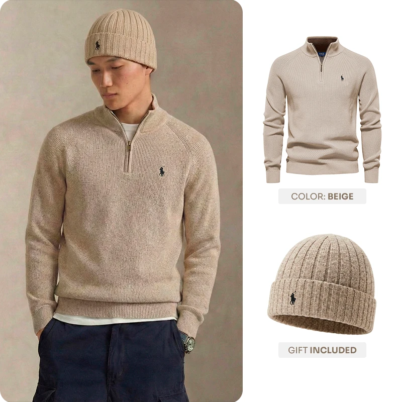 RL HALF-ZIP + BEANIE INCLUDED