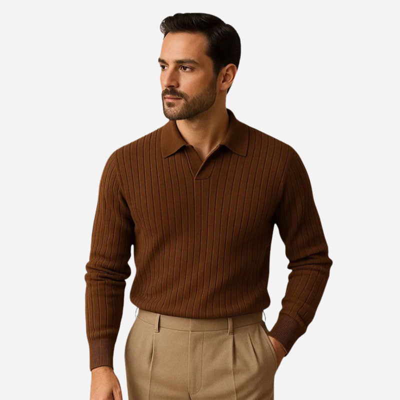 NATIONAL LONG SLEEVE RIBBED POLO SHIRT