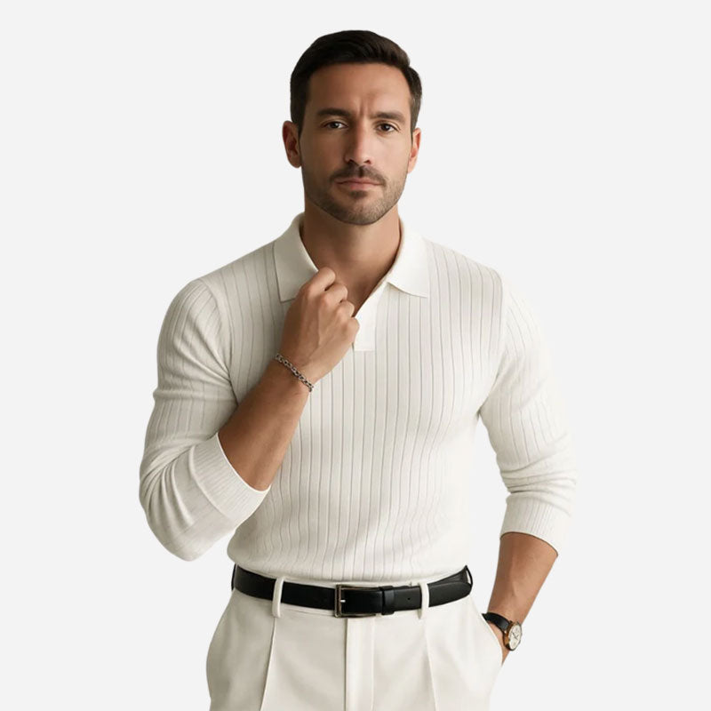 NATIONAL LONG SLEEVE RIBBED POLO SHIRT