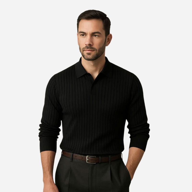 NATIONAL LONG SLEEVE RIBBED POLO SHIRT