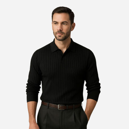 NATIONAL LONG SLEEVE RIBBED POLO SHIRT