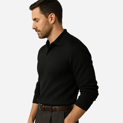 NATIONAL LONG SLEEVE RIBBED POLO SHIRT