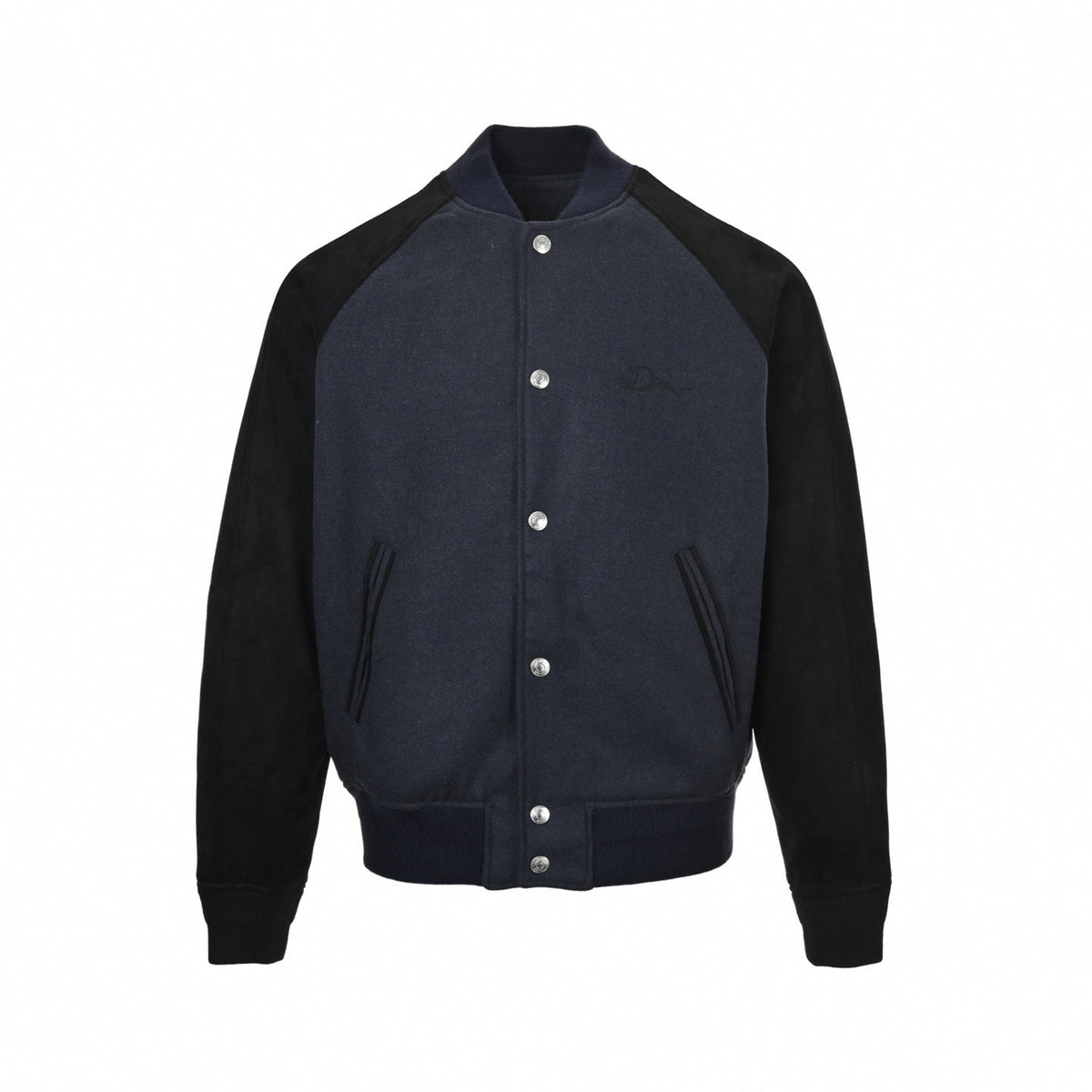 Script Logo Varsity Jacket - Navy/Black