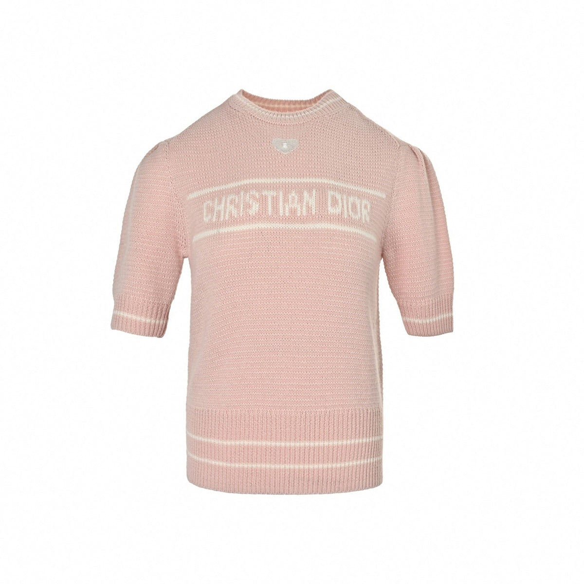 Logo Intarsia Short-Sleeve Sweater - Pink