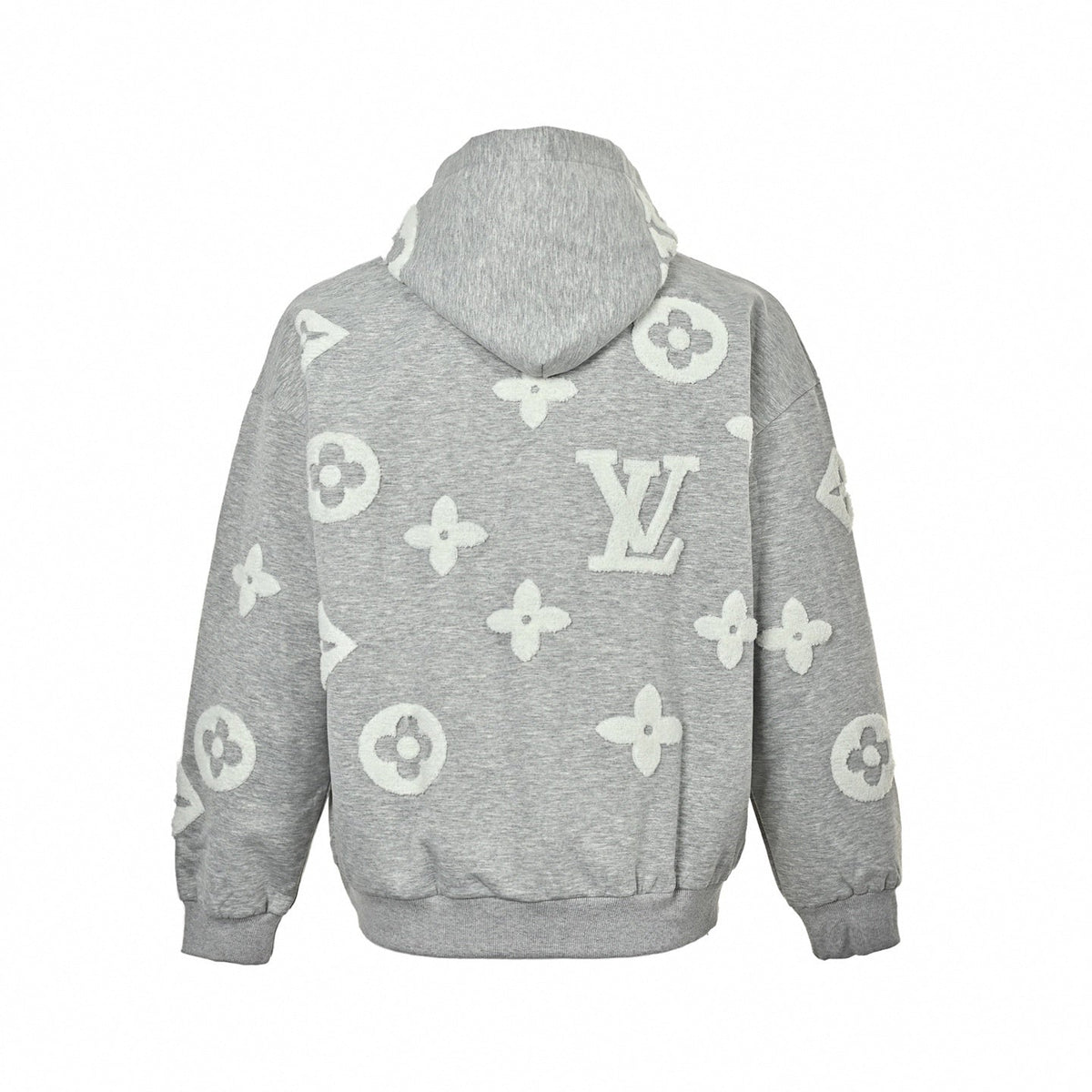Contrast Appliqué Monogram Zip-Up Hoodie