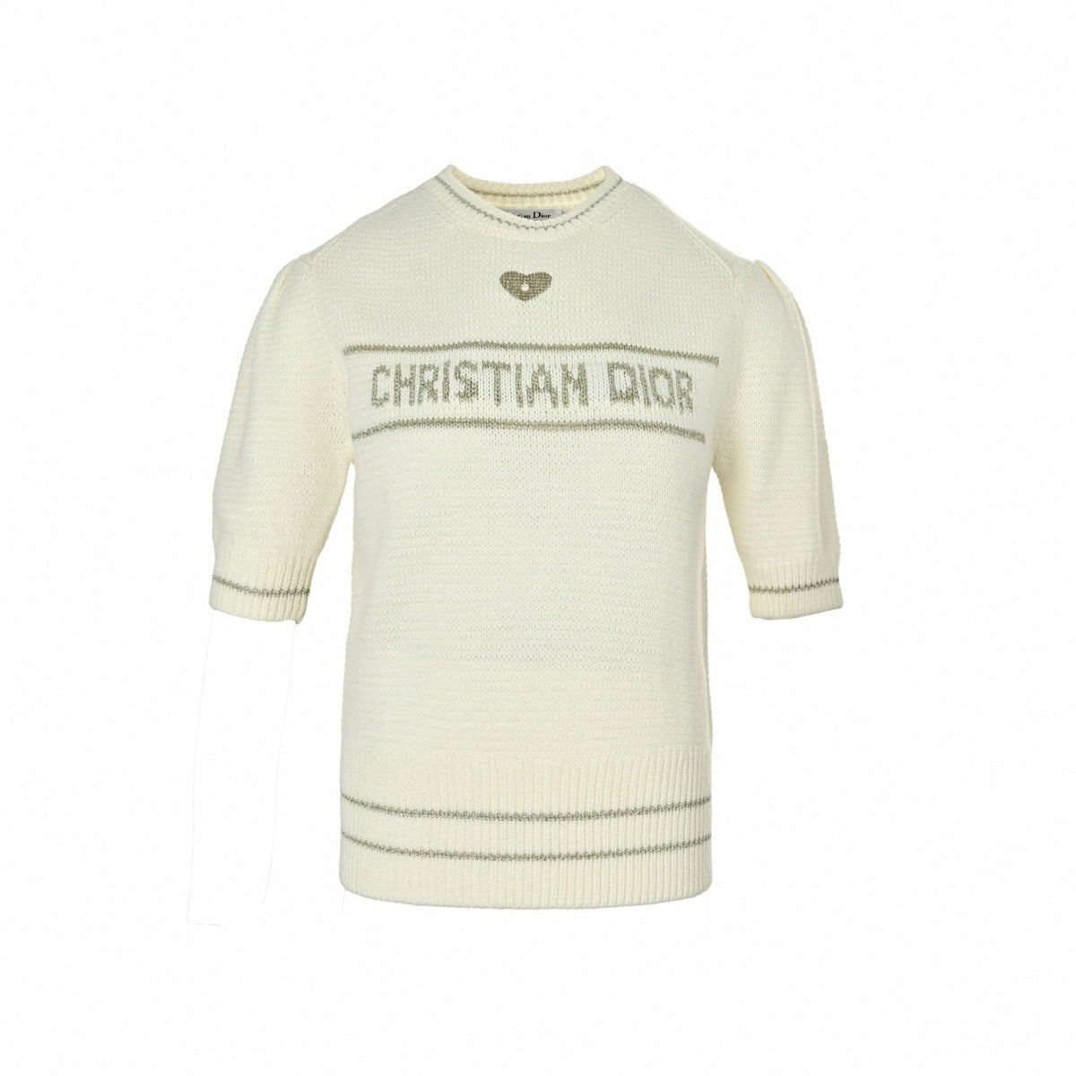 Metallic Logo Intarsia Short-Sleeve Sweater