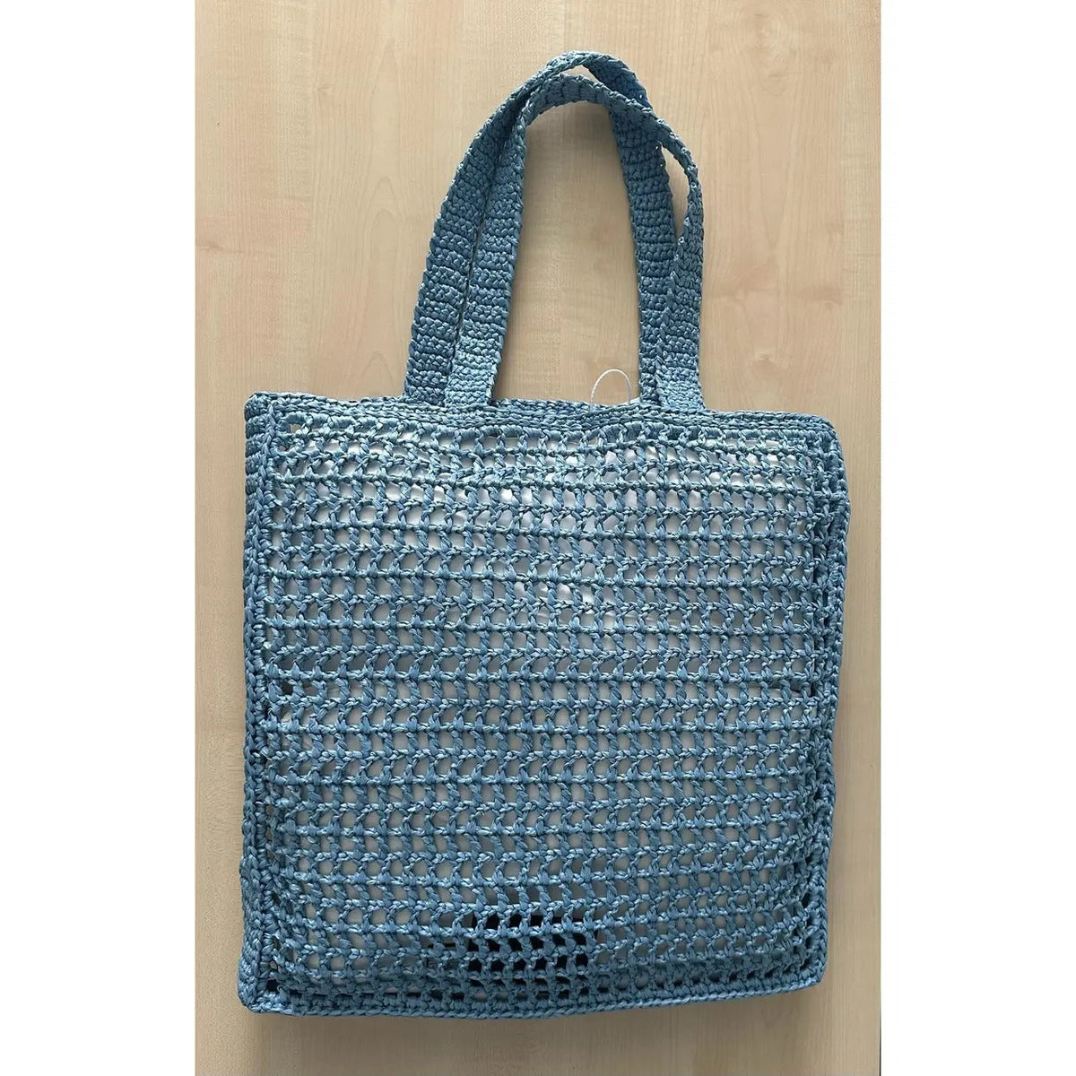 Prada Raffia Bag & Woven Logo In Blue