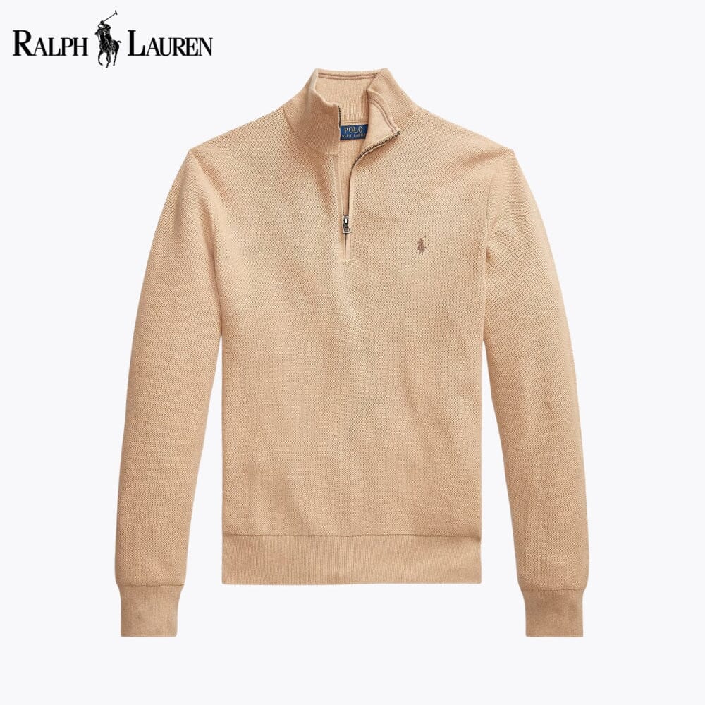 RL Mesh-Knit Cotton Quarter-Zip Sweater