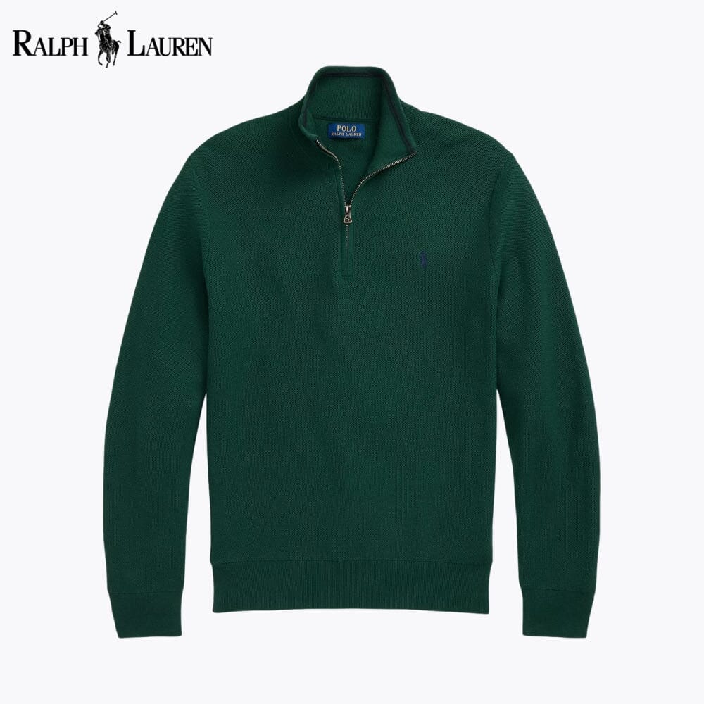 RL Mesh-Knit Cotton Quarter-Zip Sweater